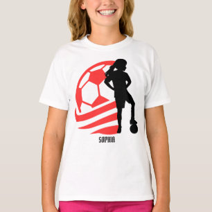 T-shirt Joueuse de football fille, Ballotin de l'équipe de