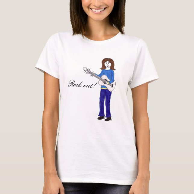 T-shirt Joueuse de guitare Rocker Chic' (Devant)