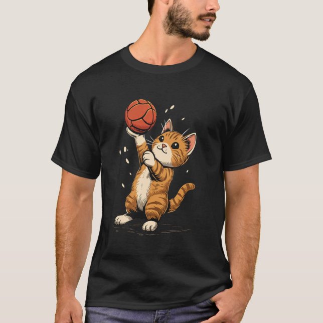 T-shirt Joueuse de handball Cat sur Handball (Devant)