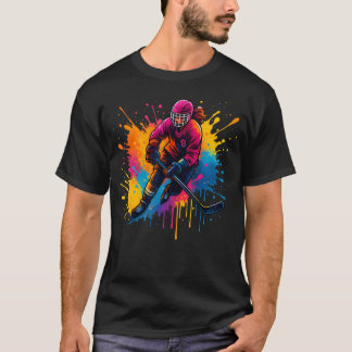 T-shirt Joueuse de hockey sur glace colorée sur femmes gla