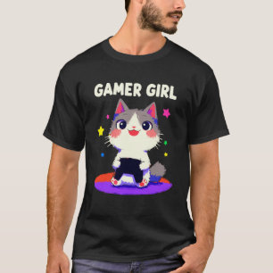 T-shirt Joueuse de jeu vidéo drôle fille chat chaton Gami