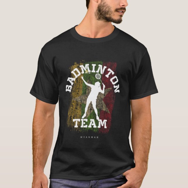 T-shirt Joueuse de jeux nets de Birmanie Badminto (Devant)