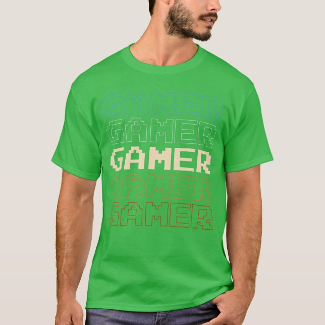 T-shirt Joueuse de jeux vidéo Colorée (Devant)