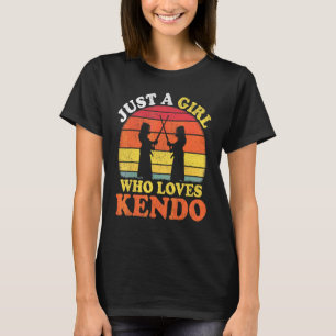 T-shirt Joueuse de Kendo Vintage Juste Une Fille Qui Aime 