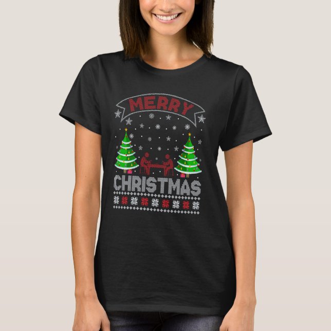 T-shirt Joueuse de Mahjong Joueuse de Xmas Tree C (Devant)