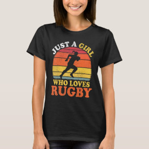 T-shirt Joueuse De Rugby Vintage Juste Une Fille Qui Aime 