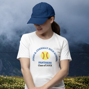 T-shirt Joueuse de softball au lycée personnalisée bleu