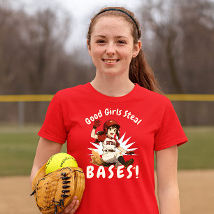 T-shirt Joueuse de softball de style anime volant une base