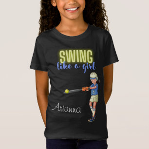 T-Shirt Joueuse de softball féminine Frappe Comme Une Fill