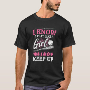 T-shirt Joueuse De Softball Graphique Femmes Et Filles