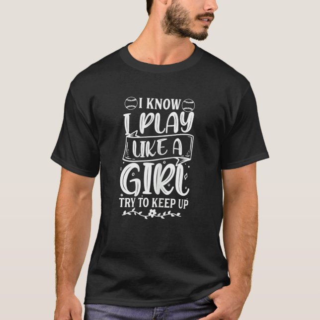 T-shirt Joueuse De Softball Graphique Femmes Et Filles (Devant)