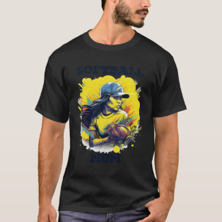 T-shirt Joueuse de softball Maman Mère Filles Filles Femme