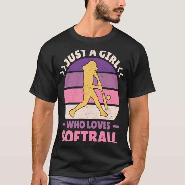 T-shirt Joueuse De Softball Rétro Femmes Juste Une Fille Q (Devant)