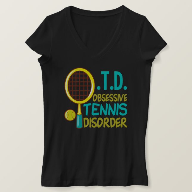 T-shirt Joueuse de tennis féminine V-Neck (Design devant)