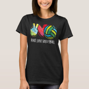 T-shirt Joueuse de volleyball Femmes Paix Aimer Volleyball