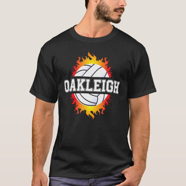 T-shirt Joueuse de volleyball Oakleigh Nom Filles Balle et (Devant)