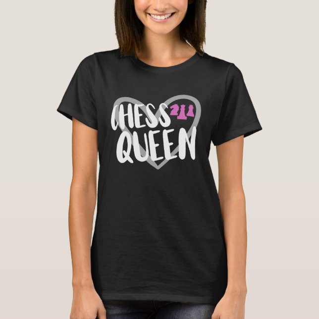 T-shirt Joueuse d'échecs Queen Heart (Devant)