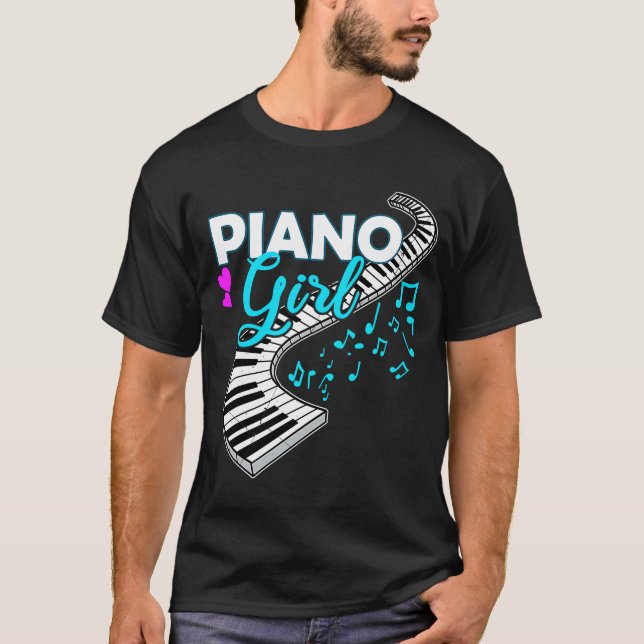 T-shirt Joueuse Piano Filles Enseignante de musique clavie (Devant)