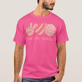 T-shirt Joueuses de volley-ball mignonnes Paix Amour Volle