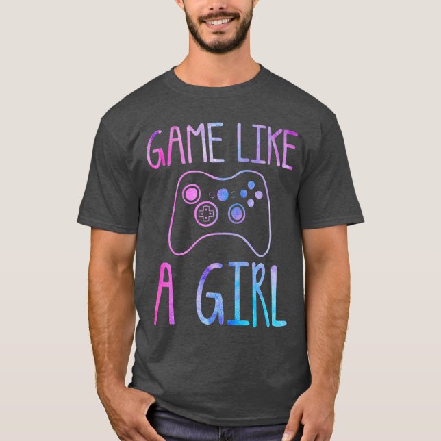 T-shirt Jouez comme une fille Manette de jeu vidéo rétro A (Devant)