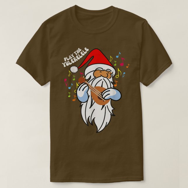 T-shirt Jouez du Yulekele Santa mignon jouant du ukulélé C (Design devant)