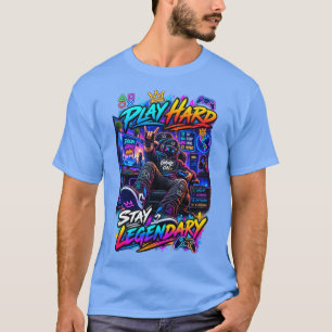 T-shirt Jouez Fort Restez Joueur Légendaire Gaming Esports