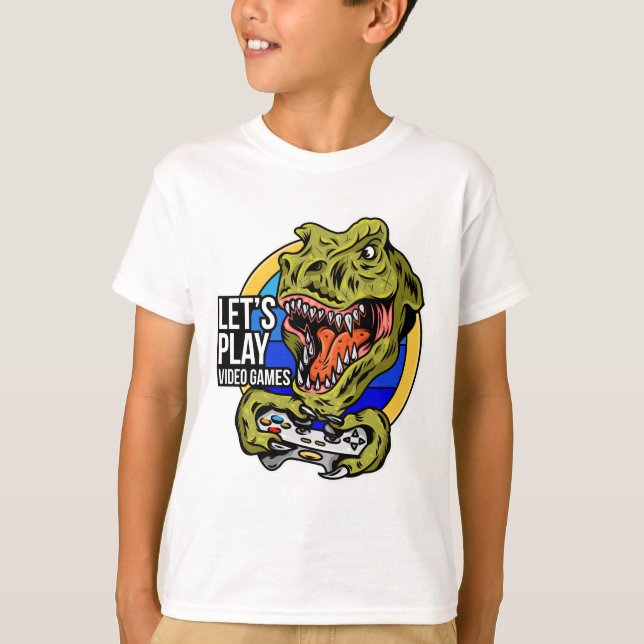 T-shirt Jouons à T-Rex Gamer   (Devant)