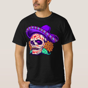 T-shirt Jour adorable du crâne mort avec Casquette violet