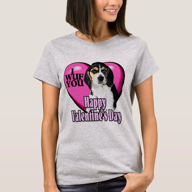 T-shirt Jour Chien beagle Valentines (Devant)