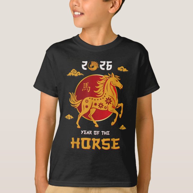 T-shirt Jour Chinois 2026 Année Du Cheval (Devant)