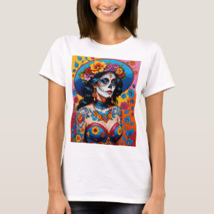 T-shirt Jour coloré de la mort crâne de sucre Tee Art