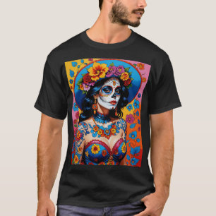 T-shirt Jour coloré de la mort crâne sucre Tee Tee