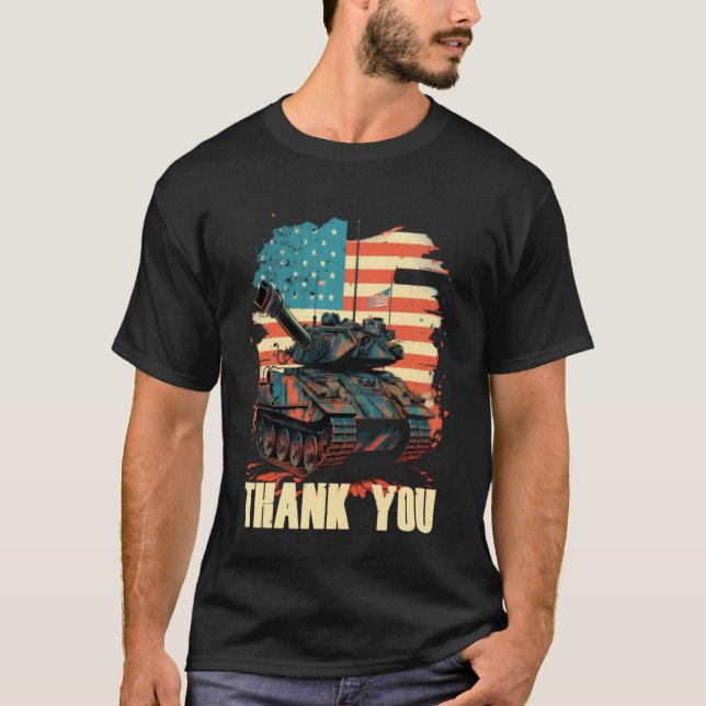 T-shirt Jour commémoratif Blindé Combat américain Drapeau  (Devant)