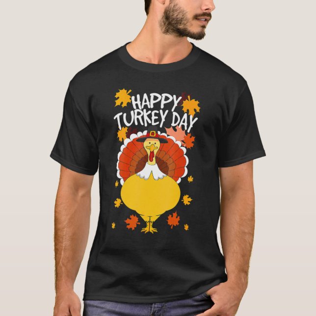 T-shirt Jour de bon thanksgiving Drôle Pèlerin mignon Turq (Devant)