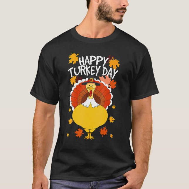 T-shirt Jour de bon thanksgiving Drôle Pèlerin mignon Turq (Devant)