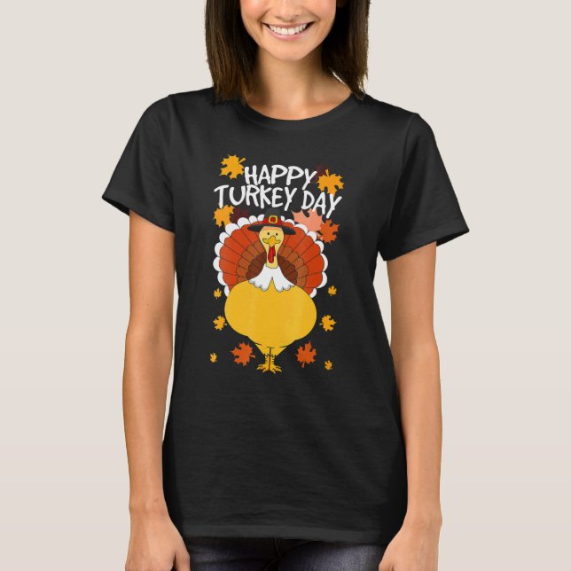 T-shirt Jour de bon thanksgiving Drôle Pèlerin mignon Turq (Devant)