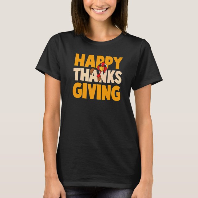 T-shirt Jour de bon thanksgiving Drôle Pèlerin mignon Turq (Devant)
