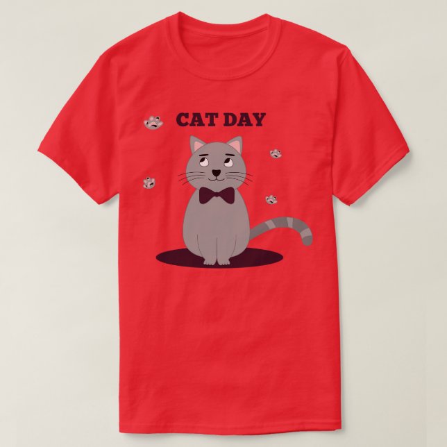 T-shirt Jour De Chat Drôle Et Mignonne (Design devant)