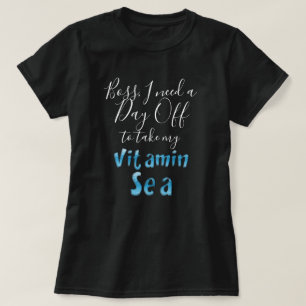 T-shirt Jour de congé de patron la typographie bleue de