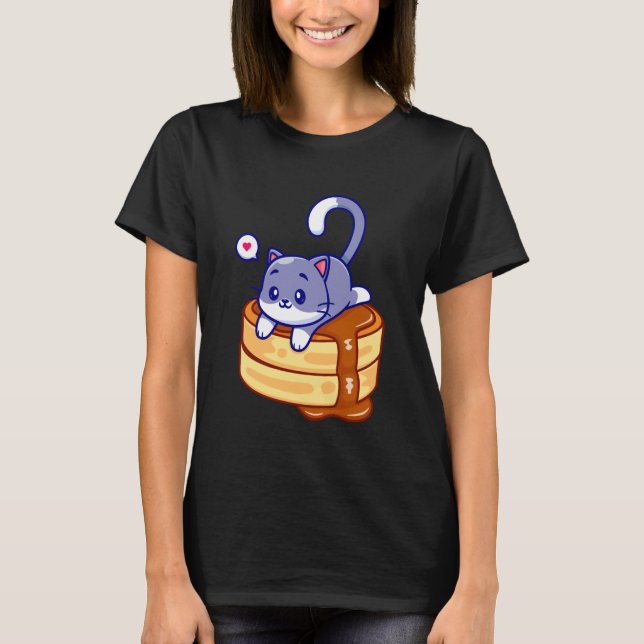 T-shirt Jour de crêpes au chat mignon (Devant)
