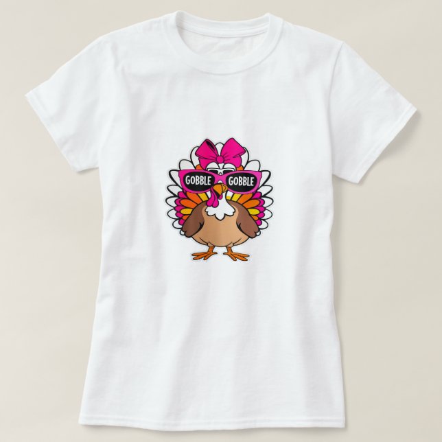 T-shirt Jour de dindon gobble Joyeux Thanksgiving (Design devant)