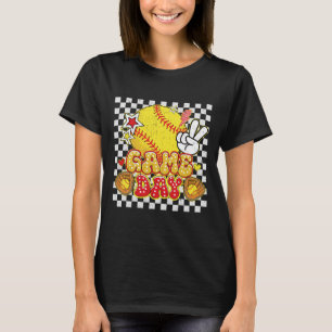 T-shirt Jour de jeu à carreaux Mignon Coquette Bow Softll