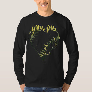 T-shirt Jour de jeu Camo Softball Coeur Softball Fan de ba