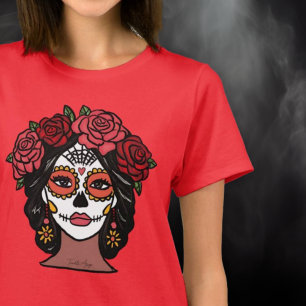 T-shirt Jour de la Catrina morte avec des Roses