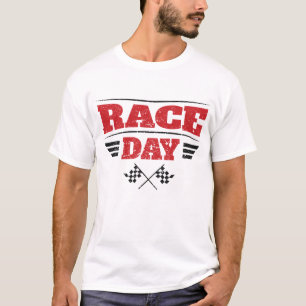 T-shirt Jour de la course À damiers Drapeau Course de voit