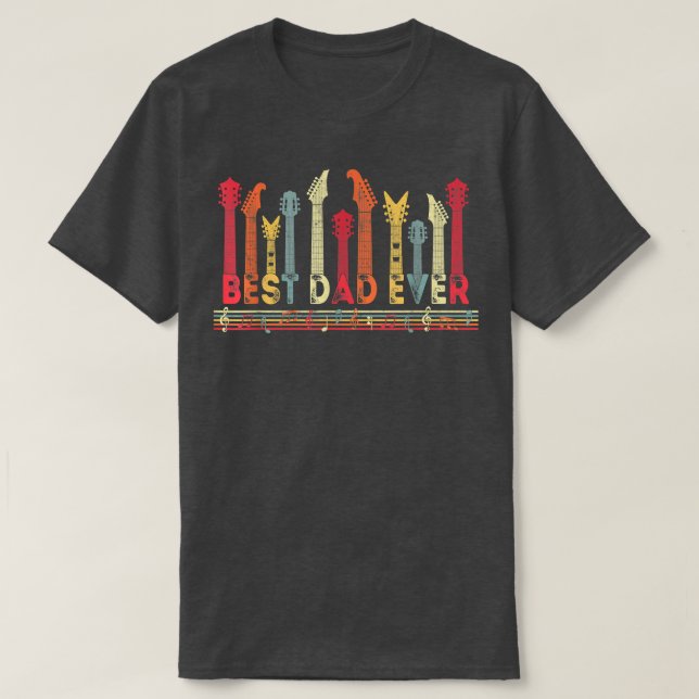 T-shirt Jour de la Guitar Lover Best Dad Ever Retro Music  (Design devant)
