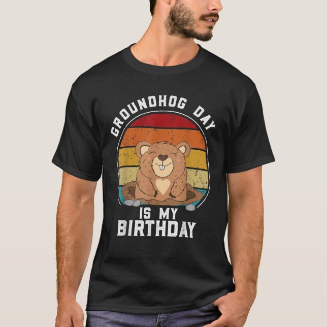 T-shirt Jour de la marmotte est mon anniversaire Février 2 (Devant)