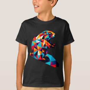 T-shirt Jour de la marmotte géométrique Art animalier poly