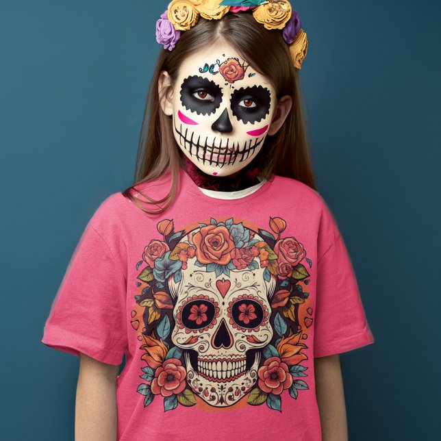 T-Shirt Jour de la mort Floral Crâne sucre mexicain (Créateur téléchargé)