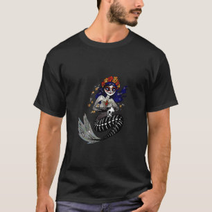 T-shirt Jour De La Mort Sirène Mexicaine Sirène Crâne De S
